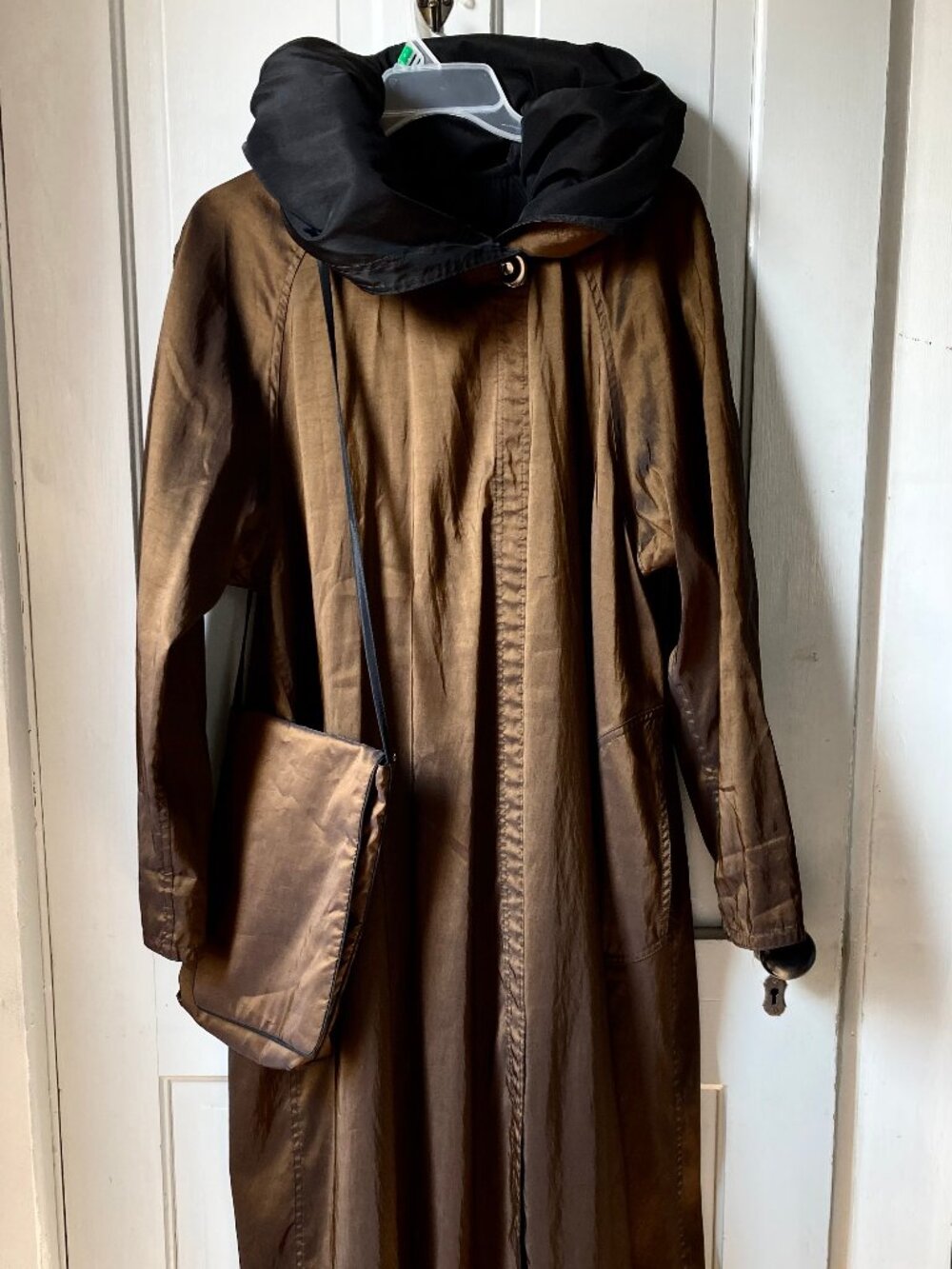 Avante Garde Voluminous Brown Irridescent Raincoat Jacket XL XXL